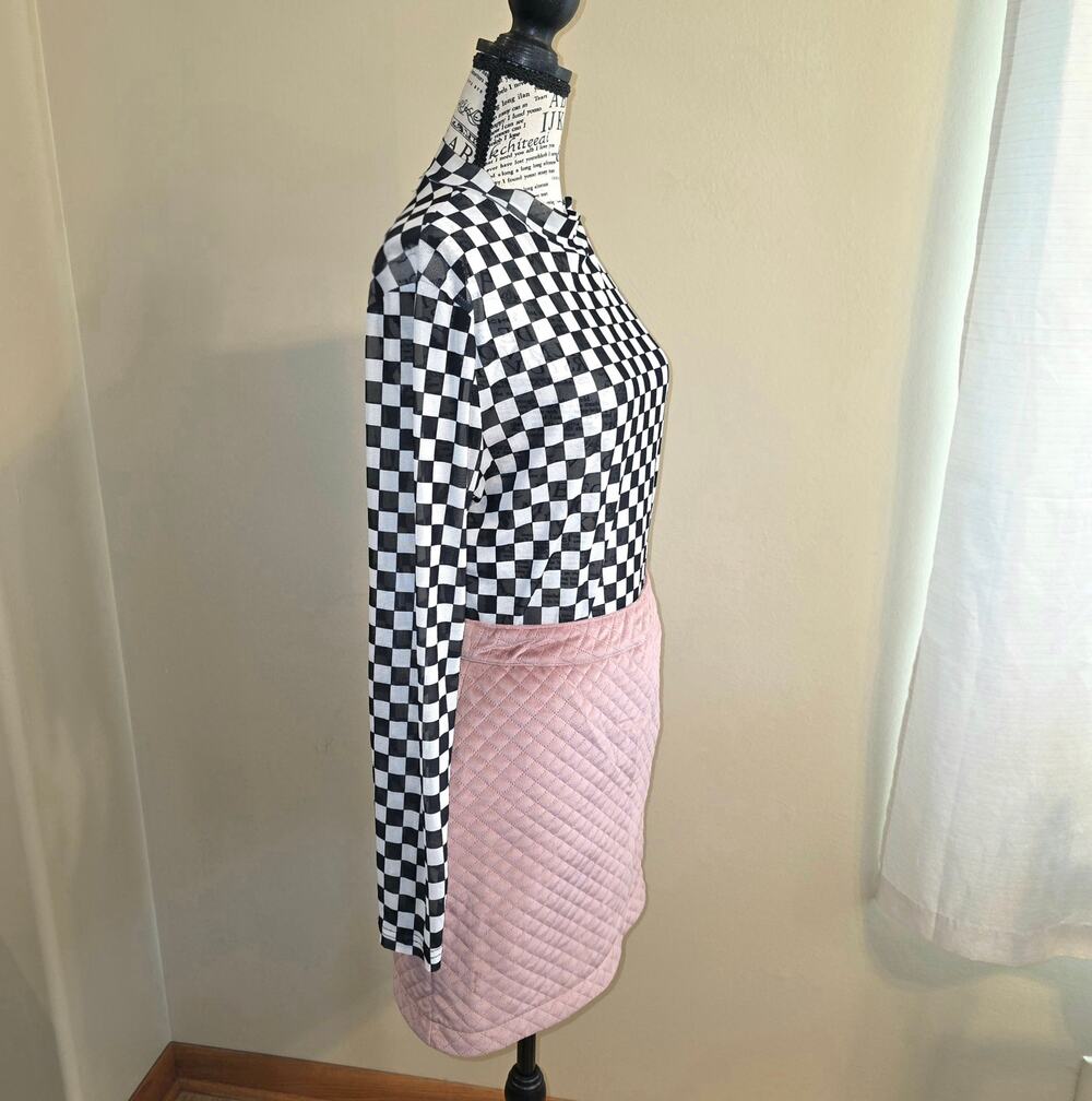 ALYA L Pink Rose Quilted Skirt EUC Business Office Work Girly Feminine